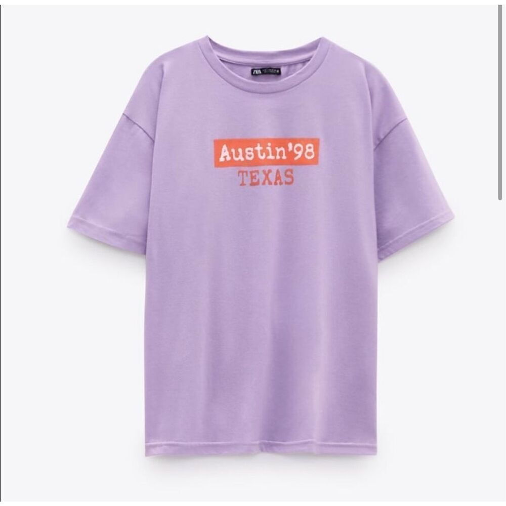 Zara Cotton Lilac Austin Texas Graphic Tee Size Medium